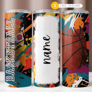 Basketball Tumbler Wrap for 20 oz Skinny Tumbler, Sublimation Design Digital Download ONLY, Custom Name Basketball Tumbler Wrap png