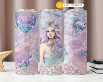 Mermaidcore Tumbler Wrap: Pastel Watercolor Design (Digital Download)