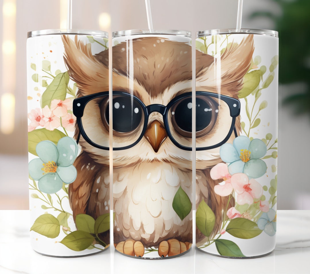 Owl 20oz Skinny Tumbler Sublimation Designs PNG File Digital Download ...