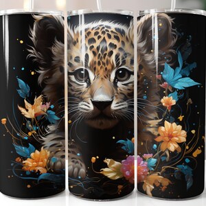 Animal Baby Leapard 20oz Skinny Tumbler Sublimation Designs PNG File Digital Download