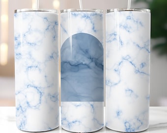 Vaso delgado de mármol azul de 20 oz, diseño de sublimación (descarga digital)