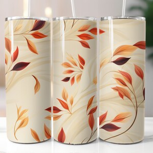 Diseños de sublimación de vaso delgado de 20 oz con hojas de otoño, archivo PNG, descarga digital, otoño