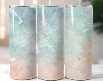 Vaso delgado de 20 oz con diseño de sublimación en color verde azulado (descarga digital)