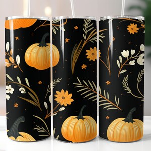 Cute Pumpkin pattern for 20 oz Skinny Tumbler Design PNG file Halloween