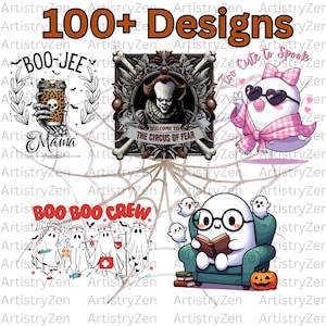 Más de 100 megapaquetes de Halloween PNG, paquete de otoño, diseños de películas de terror, diseños de sublimación de temporada espeluznante, truco o trato, calabaza PNG, digital.
