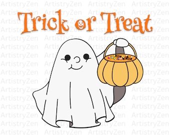 Trick or Treat Halloween Svg, Pumpkin Svg, Horror Svg, Ghost Svg, Digital Download, Retro Halloween Png, Digital Prints, Halloween Art, Art.