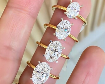 Anillo de compromiso ovalado Anillo de promesa Anillo de oro y plata Anillo de viaje Anillo de bodas Anillo de diamantes simulados Anillo solitario Regalo para ella