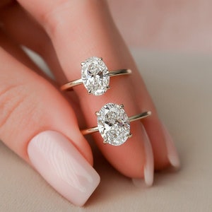 Oval engagement ring 4ct 3ct 2ct 1.25ct stone ring Silver ring Promise ring Diamond ring Simulant ring Solitaire ring Gift for her #1