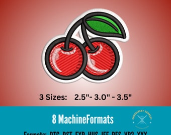 Cherries Embroidery Design, Fruit Machine Embroidery Files (Digital Download)