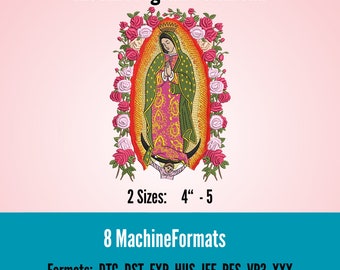 Virgen De Guadalupe Rosas Embroidery File, Virgin Mary Embroidery Design, Religious Embroidery Design, Catholic EMB