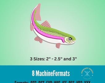 Rainbow Trout Embroidery Design, Fishing File (Digital Download)