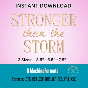Stronger Than The Storm Embroidery Designs, Religious Embroidery Design, Christian Embroidery File, Machine Embroidery