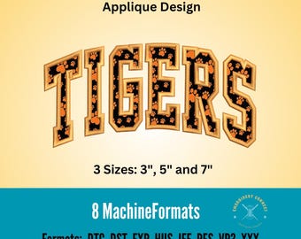Tigers Applique Embroidery Design, Satin Stitch (Digital Download)