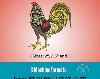 Rooster Embroidery Design, Gallo Giro, Machine Embroidery (Digital Download)