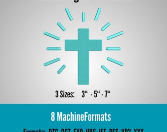 Cross with Light Beams Embroidery Design (Digital Download)