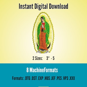Archivo de bordado Virgen De Guadalupe, Diseño de bordado Virgen María, Diseño de bordado religioso, EMB católico