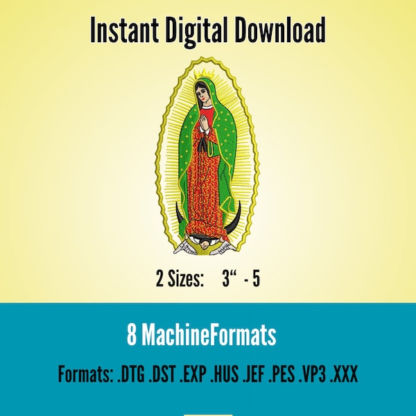 Virgen De Guadalupe Embroidery File, Virgin Mary Embroidery Design, Religious Embroidery Design, Catholic EMB