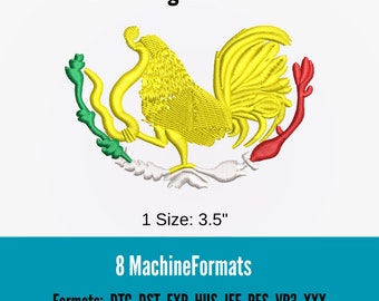 Gallo Mexicano Embroidery Design, Mexican Rooster, Machine Embroidery (Digital Download)