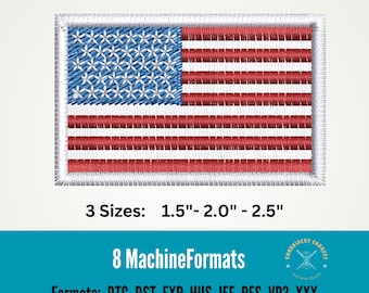 USA Flag embroidery Design, Embroidery for hats, USA Flag Machine Embroidery Files, USA Patch