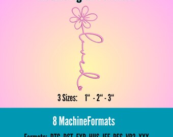 Daisy 'Loved' Machine Embroidery Design: Floral Spring Pattern (Digital Download)