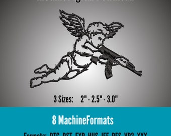 Angel with AK-47 Embroidery Design (Digital Download)