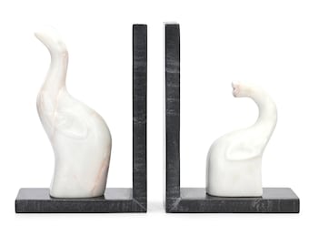 marble bookend with marble elephants figurine