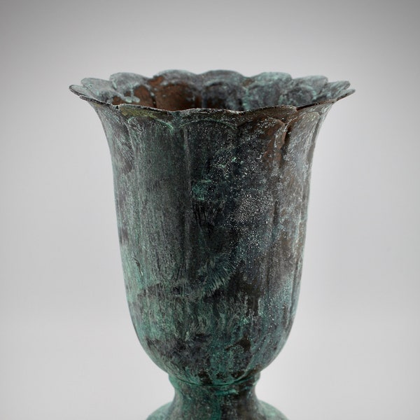 Verdigris Metal Planter - Hand Finished