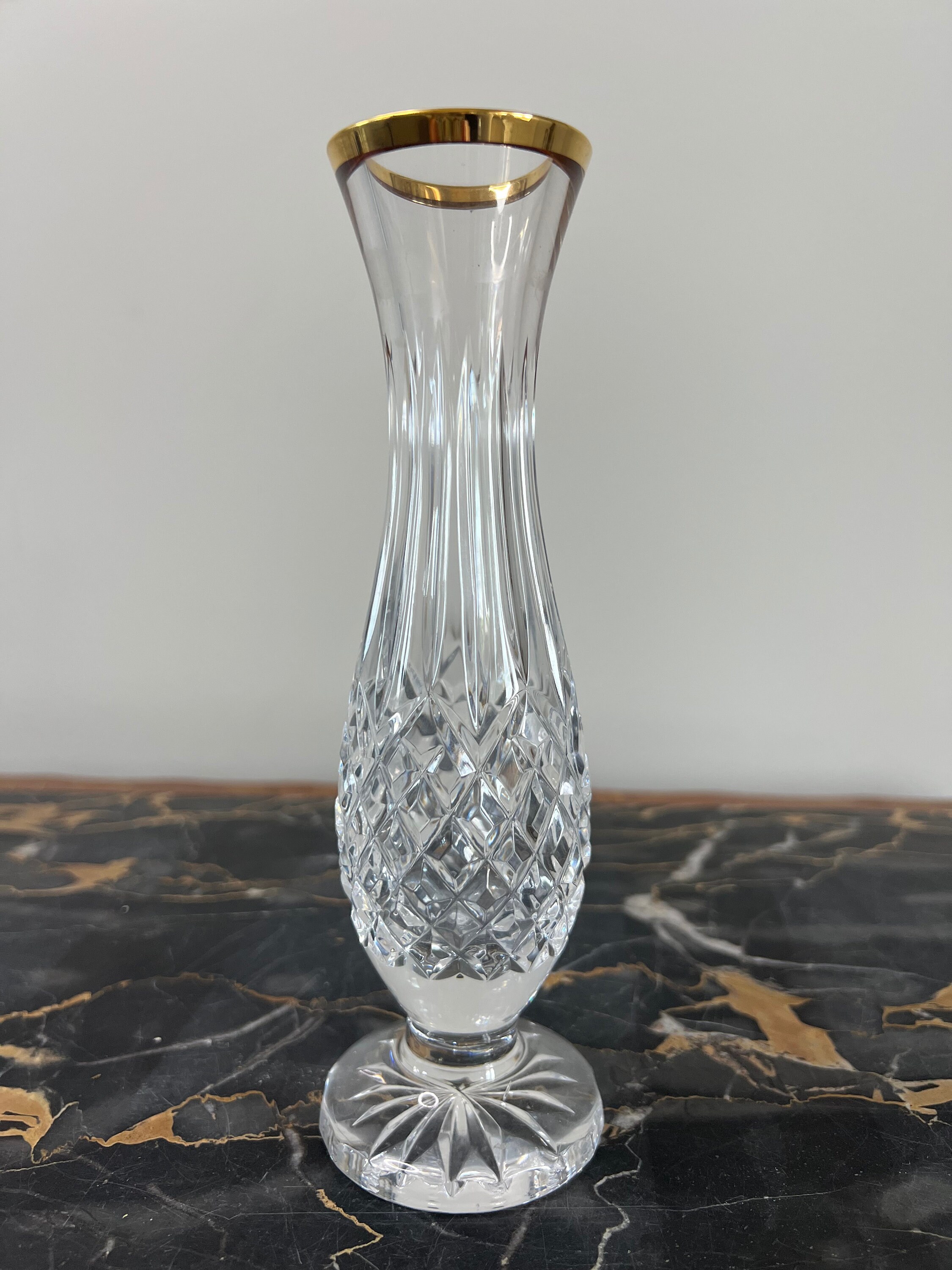 Wedgewood Lead Crystal Crystal Vase Bud Vase Gold Etsy