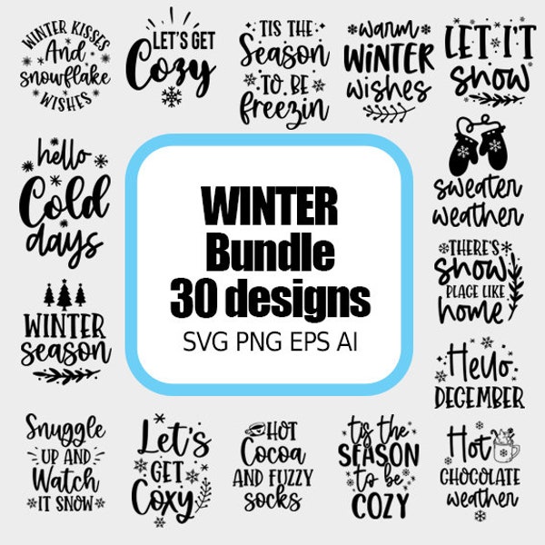 Winter SVG Bundle, Christmas Svg, Winter svg, Santa svg, Christmas Quote svg, Funny Quotes Svg, Snowman SVG, Holiday SVG, Winter Quote Svg