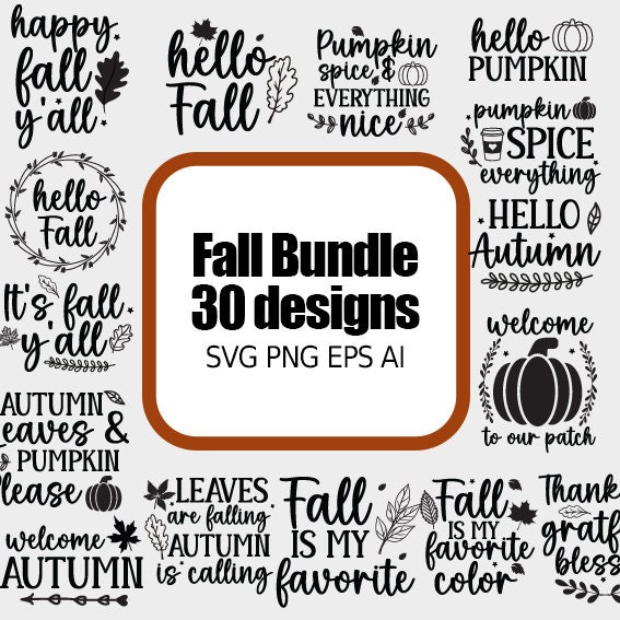 Fall Svg Happy Fall Svgfall Svg Bundle Autumn Svg Bundle - Etsy