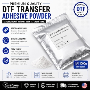 DTF Adhesive Powder, Hot Melt Bond | Vibrant Transfers | 1000G | Compatible All Printers, Fabric Use