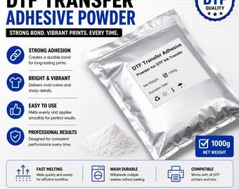 DTF Adhesive Powder, Hot Melt Bond | Vibrant Transfers | 1000G | Compatible All Printers, Fabric Use
