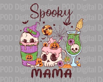 Spooky Halloween Mama Digital Image: Transparent PNG for Sublimation