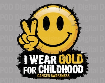 Gold Ribbon Design, Childhood Cancer Awareness PNG | DTF Transfer | Sublimation Digital File