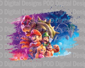 Imagen PNG transparente de alta resolución de Mario Crew Splash para DTF, sublimación y DTG