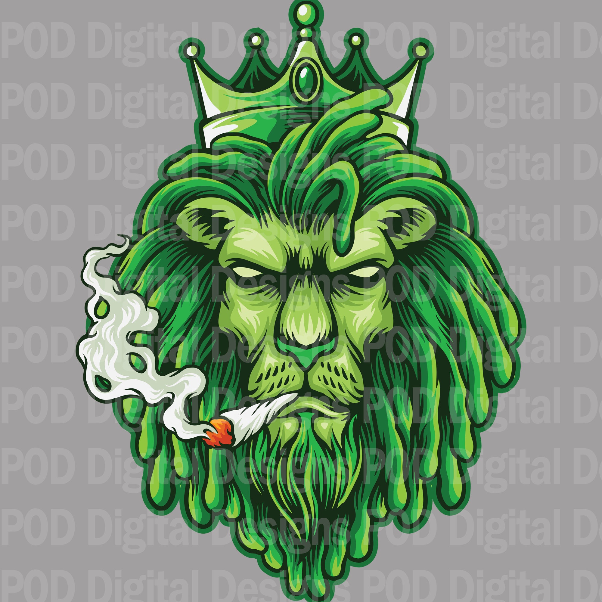 Smoking Lion Print