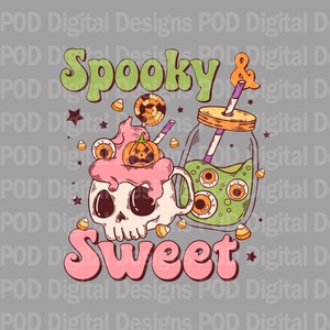Immagine digitale png trasparente di Halloween, spettrale e dolce, per sublimazione, DTF, POD, 300 dpi
