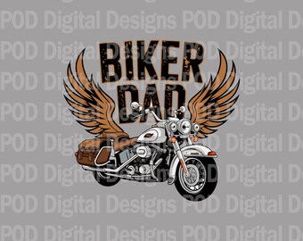 Dad Wings Motorcycle Graphic: Digital PNG for Sublimation (Transparent)