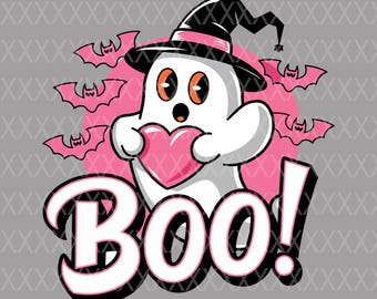 Kawaii Ghost Boo! Halloween PNG Digital Download