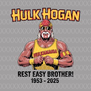 Hulk Hogan Tribute PNG: Retro Wrestling Design (Digital Download