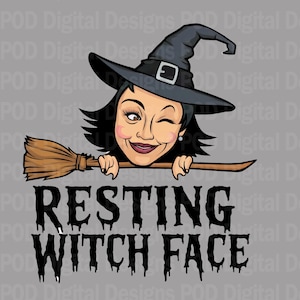 Transparent png Resting Witch Face Halloween Digital Image for DTF, Sublimation, POD at 300 dpi