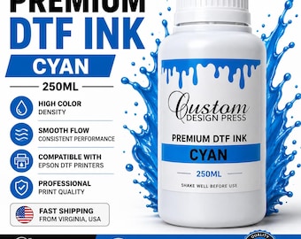 Cyan DTF Ink 250ml Compatible With All DTF Printers Vibrant Transfer Printing