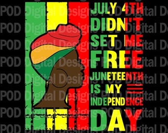 Jul 4th Juneteenth, Transparent Png | 300 Dpi | Sublimation Dtg Black Apparel Culture Graphic