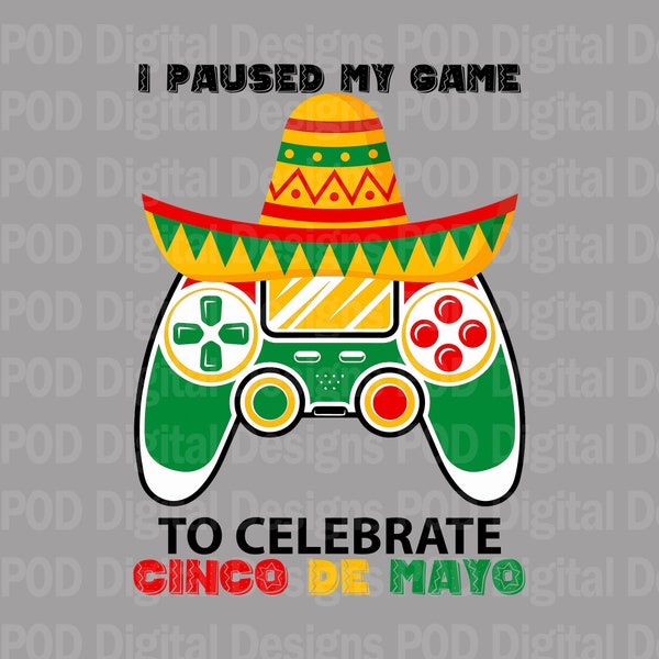 Transparent PNG Peace Paused Game Cinco De Mayo, Sublimation, DTF, DTG, Digital Download for Bags Cups Mugs T-Shirts 300DPI File