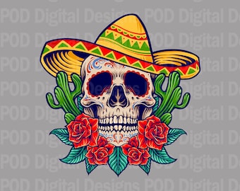 Mexican Culture Fiesta Skull PNG Digital Download
