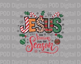 Christmas Jesus PNG, Sublimation Design (Digital Download, Transparent Background)
