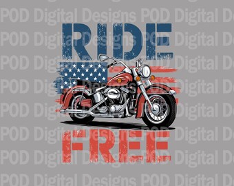 Ride Free Biker Digital Image: Transparent PNG for Sublimation