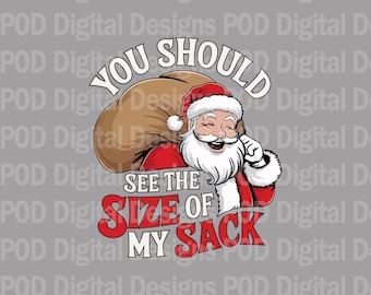 Saco de Papá Noel divertido PNG: Diseño de sublimación DTF (descarga digital)