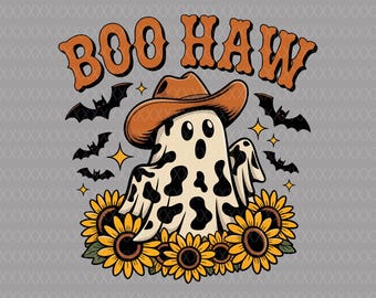 Cowboy Ghost Halloween PNG: Boo Haw Western Design (Digital Download)