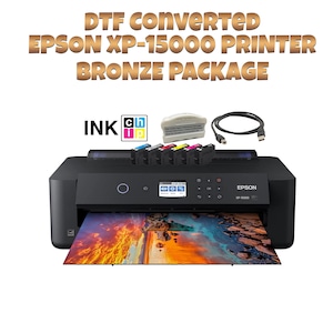 Bronze DTF Epson XP-15000 Printer Bundle | CMYK+White Ink + Film + Accessories | Start Custom Shirt Printing | Chipless Firmware & Support